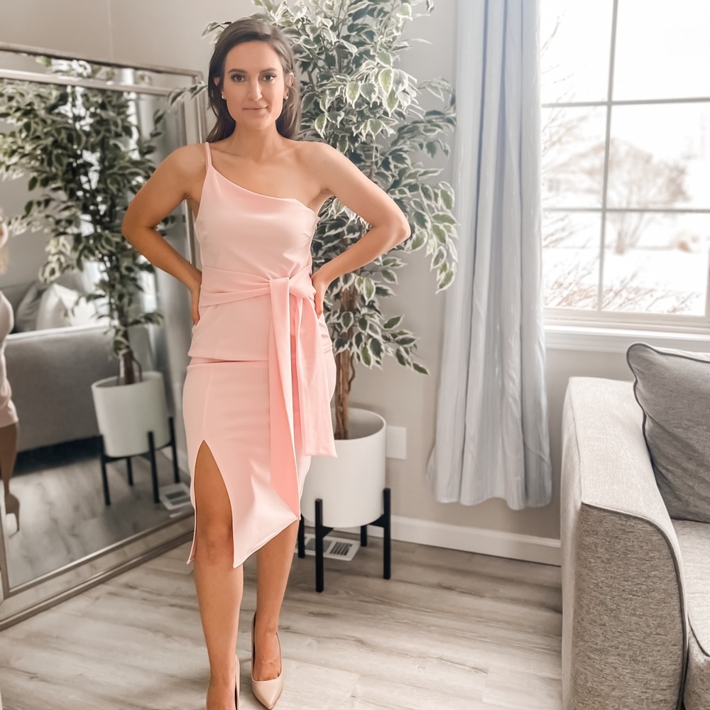 One shoulder Midi Cocktail Dress
